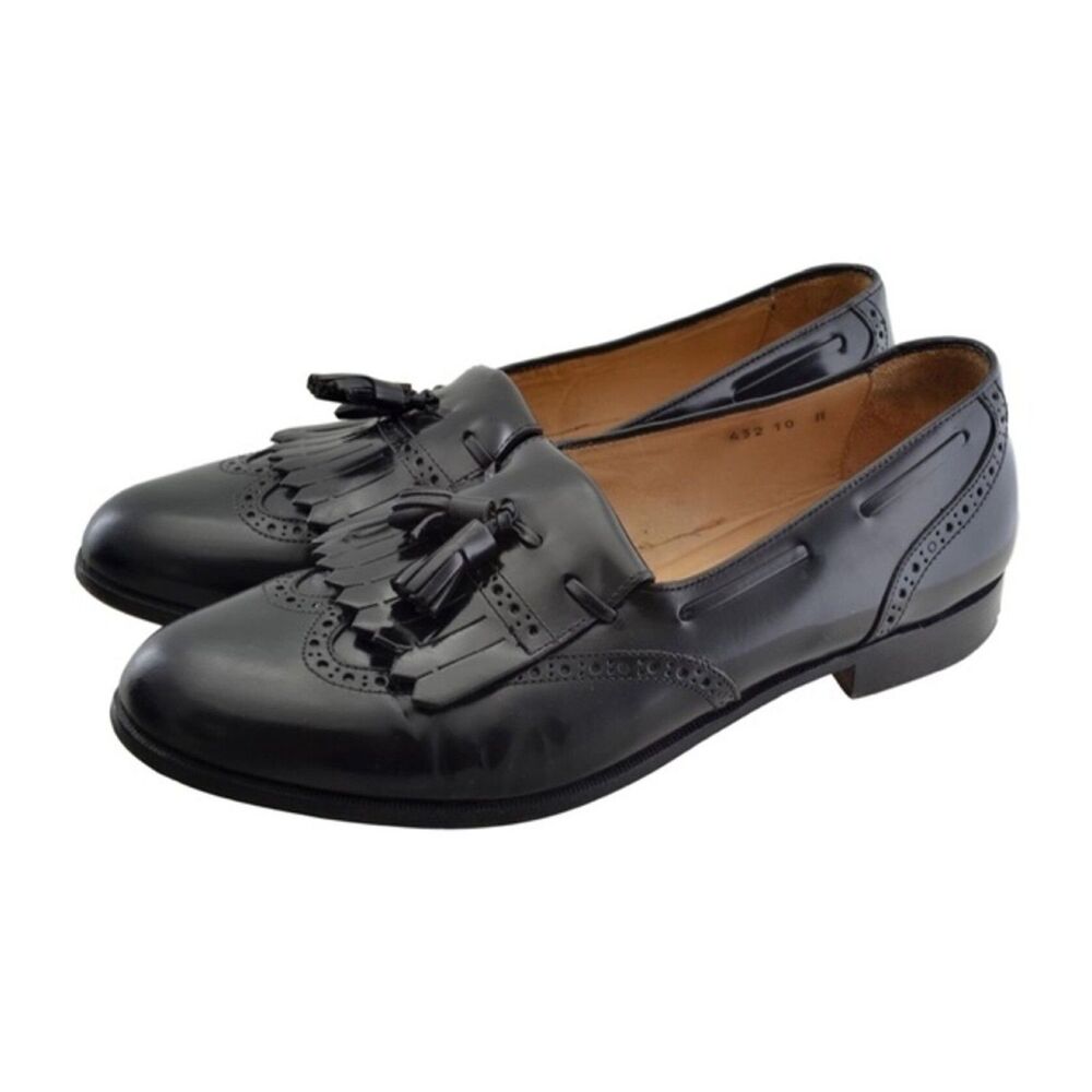 Alfani Black Leather Tassel Kiltie Wingtip Brogue Loafers Men's Size 10 M